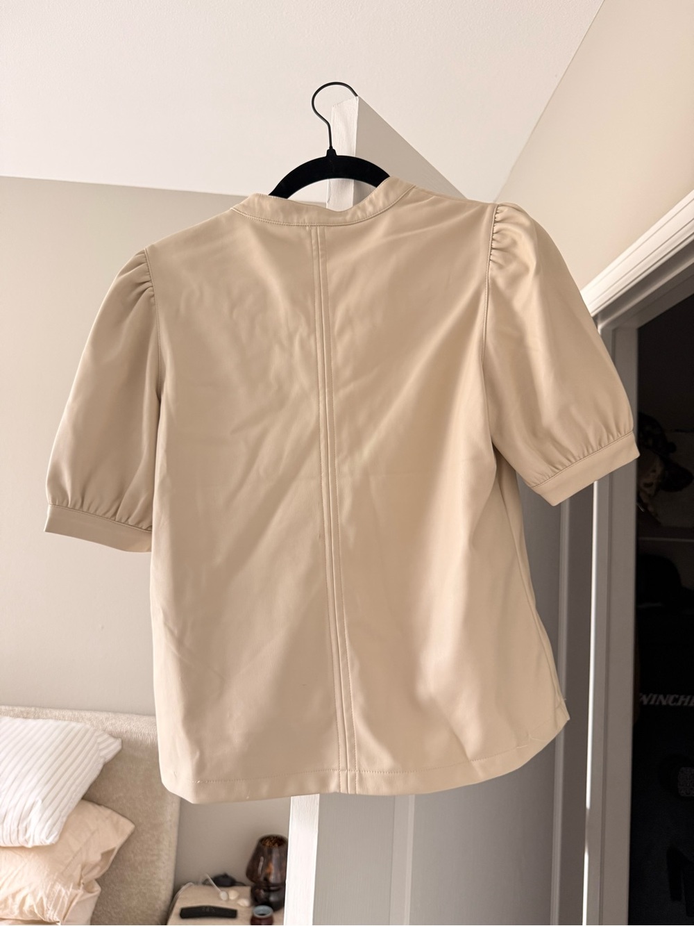 Steve Madden Cream Puff Sleeve V-Neck Blouse - Picture 2 of 3